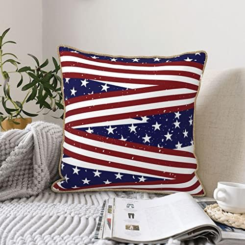 Myshe paket od 2 baršunaste jedinstvena američka zastava ukrasni kvadratni jastuk set set kauč na kauč na kauč sa sofom 18 x 18 -inch