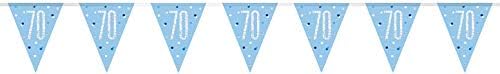 Jedinstvena zabava 83443 plava tačaka Prismatic 70. rođendan plastični zastupnik za zastavice, 9 ft 1 kom, starost 70