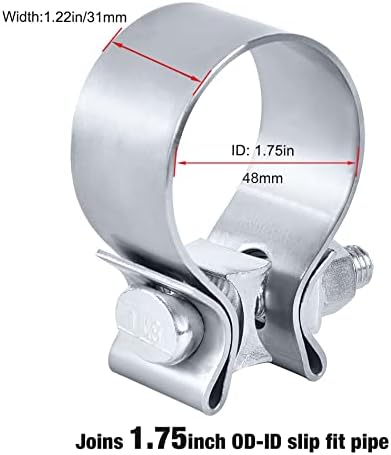 Zli energija 1,75 inča izduvna stezaljka, uski prigušivač prigušivač nehrđajućeg čelika 2pcs