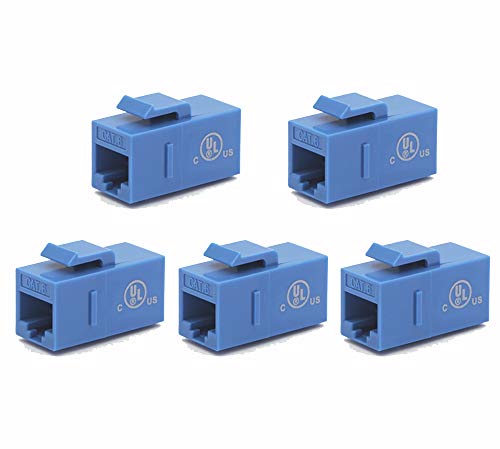 VCE CAT6 Keystone Coupler ul popisan, RJ45 Ženski ženski Ethernet umetanje Jack UTP mreže Inline konektor - plava, 5-pakovanje