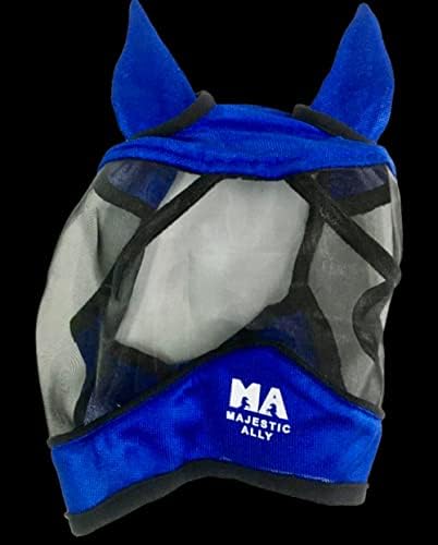 Majestic Ally konjska muva maska sa ušima, udobna izdržljiva tanka mreža, meka flisa na dodir na koži, štiti oči i uši