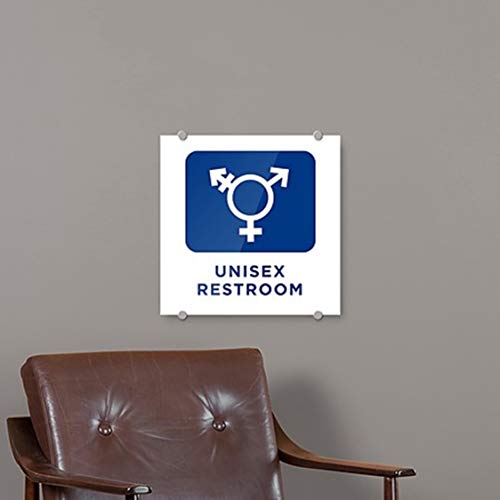 CGSignLab 2439195_5ABSW_16x16_None Unisex Znak W Transgender Simbol u plavoj i bijeli 1/8 in. Premium akrilni znak W četkani aluminijumski ivici-štand, akril, 16 x 16