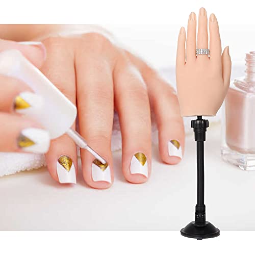 Silikonska praksa za akrilne nokte, silikonska ruka za nokte sa nosačem sa postoljem, fleksibilan savidljivi silikonski ručni manequin,