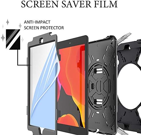 Zenrich iPad 10.2 Slučaj, IPAD 9. / 8. / 7. generacijski slučaj sa zaštitnikom za zaštitu ekrana Kickstand ručni remen i naramenik,