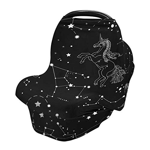 Yyzzh Galaxy Unicorn Cosmos Constellation Star crno-bijeli univerzum Stretchy Baby Auto sjedalica za djecu Nadstrešnica Navlaka za