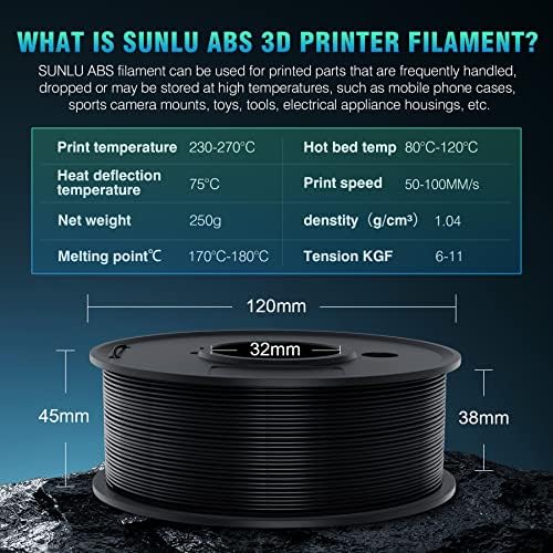 SunLu 250g ABS filament 1,75mm paket i plata 3D filament pisača Rainbow, dimenzionalna tačnost +/- 0,02 mm, 0,25 kg kalem, 8 roleta,