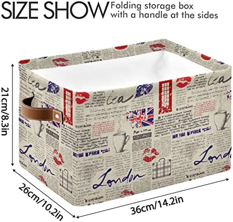 Alaza London Union Jack Novine Retro Velika košara za pohranu s ručicama Sklopivi ukrasni kutija za pohranu pakovanja za organizovanje
