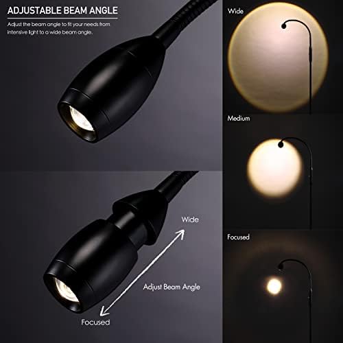 O'bright podna lampa sa LED snopom Podesiva zrakom, reflektor sa mogućnošću zatamnjivanja i zumiranja, fleksibilni guski vrat, stajaća