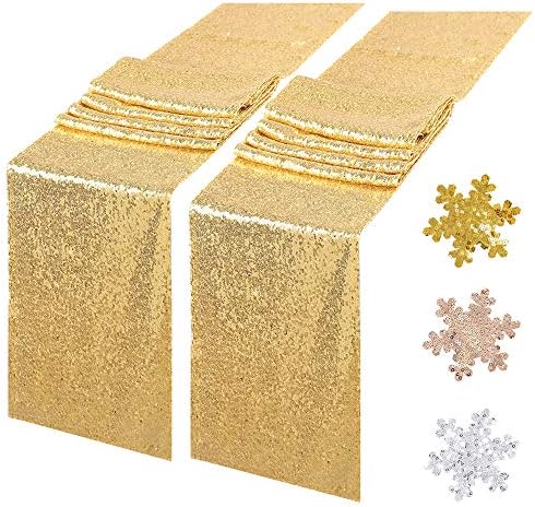Trlyc Gold trkač za stol - 2pack 12 x 80 inčni glitter venčani trkači za rođendan za rođendan