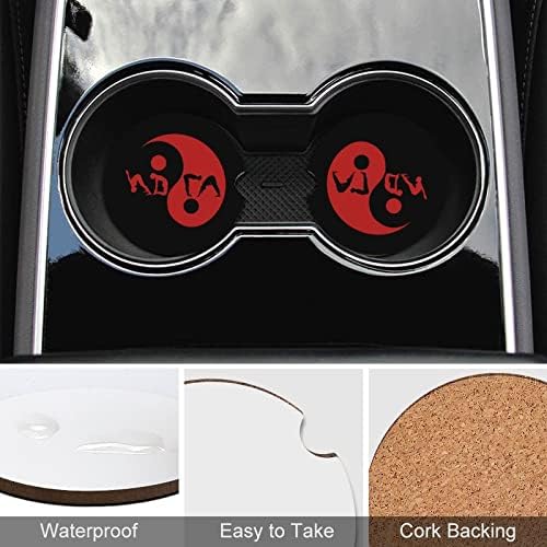 Ying Yang Yoga Wooden Car Cup Coasters Cup Holder Non-Slip Mat Interior Decoration Gift Set 6kom