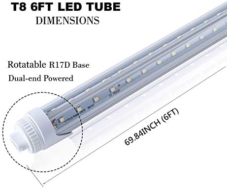 15 pakovanja T8 6FT 40W LED cevno svetlo u obliku slova V,360 stepeni rotirajuća R17d baza,unutrašnja sijalica za Skladište, Garaža,prodavnica,