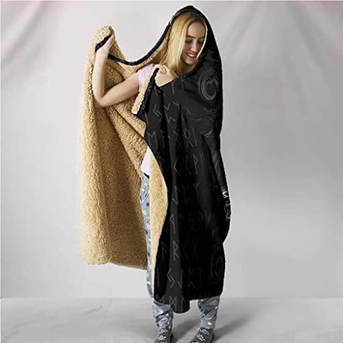 Norse Viking s kapuljačom pokrivač s kapuljačom s kapuljačom pokrivač s kapuljačom od 3D 3D Print Mjolnir Nosivi ćebe Comfy Plush