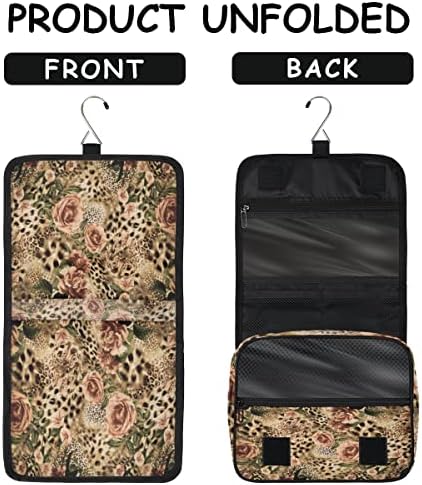 Toaletska torba DJYQBFA Životinja Tiger Leopard Stripe Print Flower Multifunkcijska viseća kozmetička torba Portable Travel Makeup