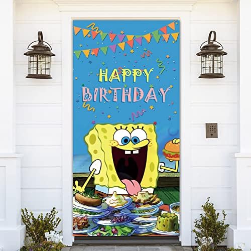 Slatka crtana tema Sretan rođendan Banner za vrata 72. 8x35. 4U Animacijskoj pozadini za djecu Sretan rođendan desertni stol za novorođenčad