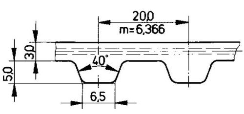 Ametric 20.1460.32 Metrički remen, čelični kablovi, 20 mm Profil zuba, duljina 1460 mm, širine 32 mm, 73 zuba, dubina zuba, 6,5 mm