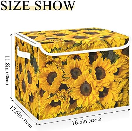Innewgogo Sunflowers Skladišta sa poklopcima za organizovanje kocke za kubb sa ručkama Oxford tkanine za skladištenje kocke za automobil