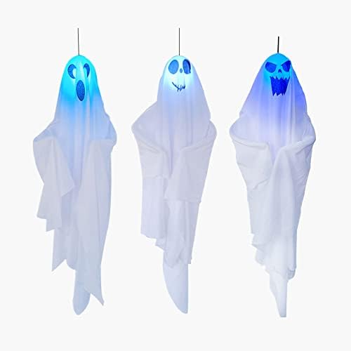 Behatina Halloween Ghost Viseća svjetla visi na otvorenom, leteći ukrasima vjetrobranskog vetra. Idealno za ukrase za Halloween Party,