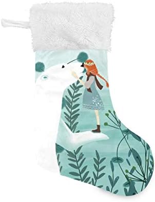Pimilagu Girl s polarnim medvjedom Božićne čarape 1 pakovanje 17.7 , viseći čarape za božićnu ukrasu