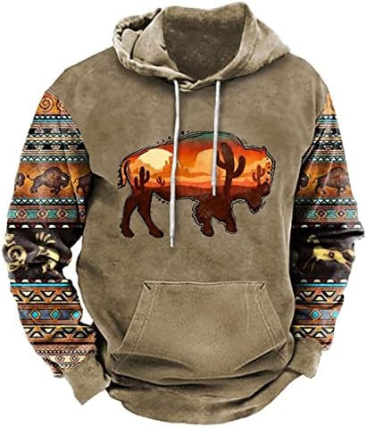 Saxigol Hoodies za muškarce Grafički dizajn Zapadni etnički geometrijski AZTEC pulover plus veličine kofer za posadu