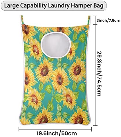 Cvjetni cvijet suncokretova štampa viseća torba za veš, preko vrata torba za veš za veš teška izdržljiva torba za skladištenje koja