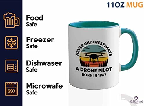 Bubble Hugs 1967 rođendan 2tone zelene mljasto 11oz, drone rođen 1967. godine - drone pilots aviation rc quadcopter operater aviokompanije