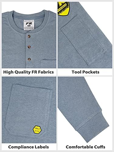 Ptahdus FR majice za muškarce, 5.5oz / 7,1oz rezistentne košulje dugih rukava, pamučna radna odjeća za muškarce