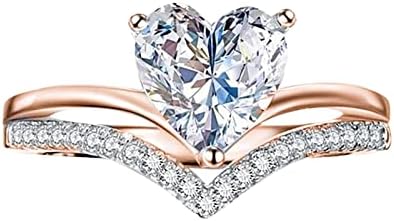 GOLDSILVER Prsten 511WOM Prstenje Bijelo vjenčanje Žene Veličina Nakit Srca Rhinestone Prstenovi za prstenje veličine 10