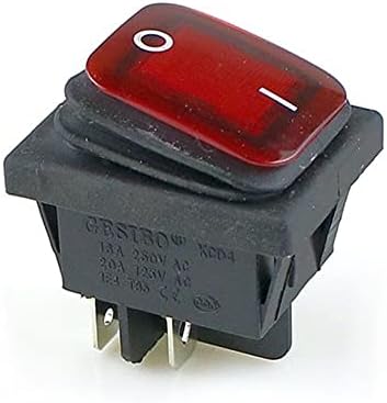 Nunomo KCD4 crni crveni zeleni rocker vodootporni prekidač za napajanje 2 pozicija na 4 pinovima sa svjetlom 16a 250VAC / 20A 125VAC
